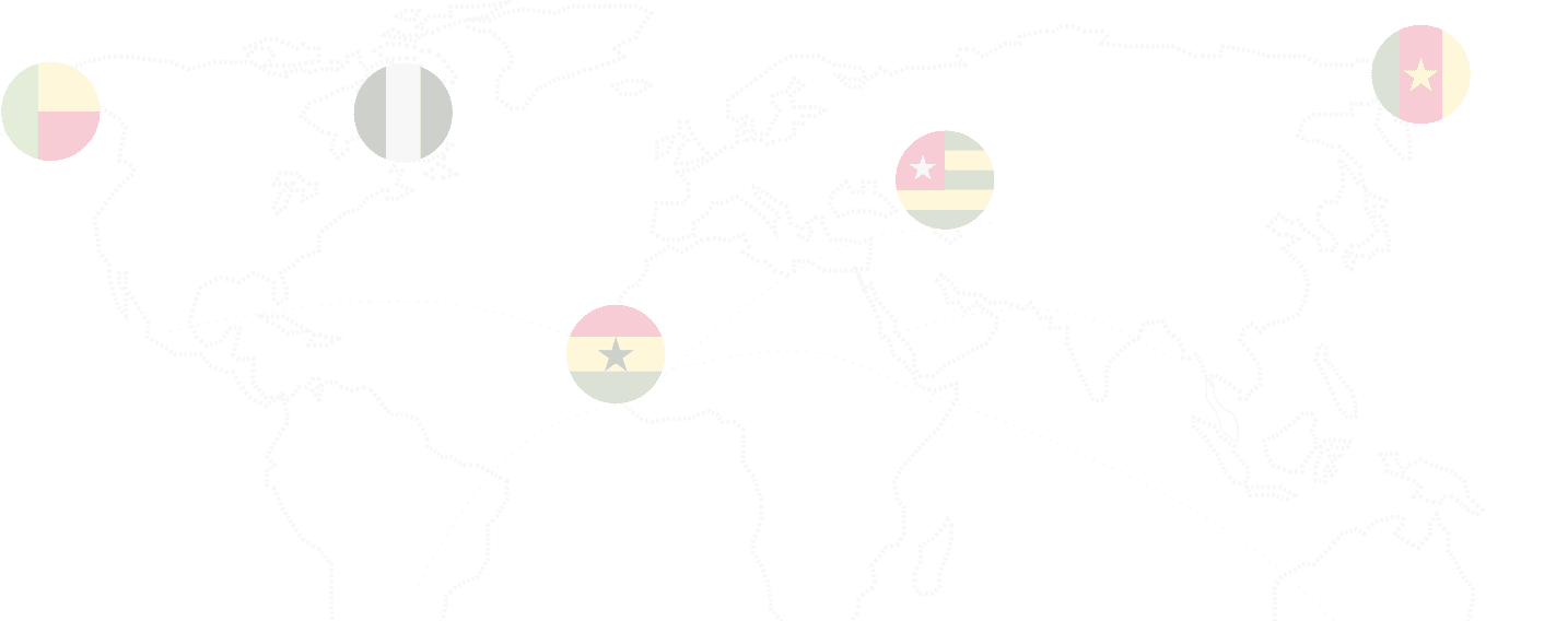 Map highlighting Nigeria, Ghana, Togo, Benin and Cameroon